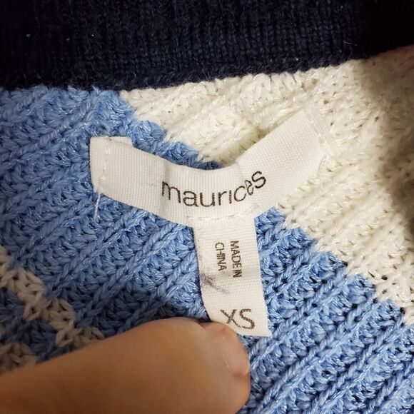 Maurices Striped V-neck Sweater Red White Blue Size XS - Picture 3 of 10